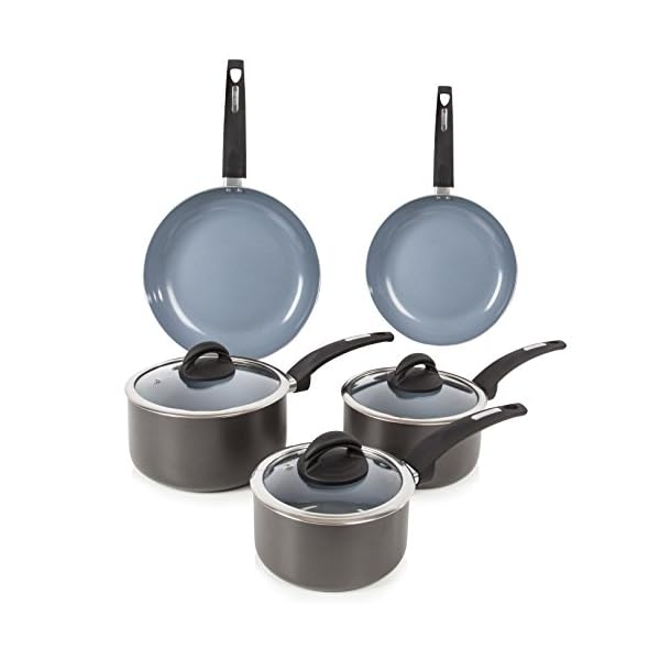 Tower-5pc-Set-161820cm-Pans-aluminium-Graphite-5-Piece Tower T80303 Cerasure 5 Piece Pan Set with Non-Stick Coating, Suitable for all Hob Types, Graphite