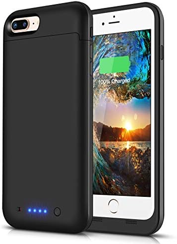 Battery Case for iPhone 8 Plus / 7 Plus, TQTHL 7000mAh Slim External Rechargeable Protective Portable Charging Case for iPhone 7 Plus 8 Plus 5.5" Extended Battery Charger Case Power Bank -Black