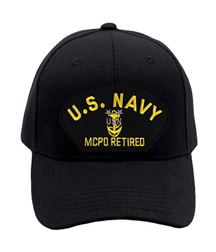 Patchtown US Navy - MCPO Retired Hat/Ballcap (Black) Adjustable One Size Fits Most