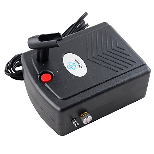 OPHIR 0.3mm Airbrush Spray Paint Air Compressor Kit for Hobby Temporary Tattoo Car Painting (Black)