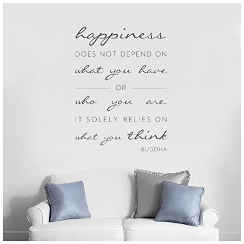 WallumsWallDecor “Happiness Does Not Depend On” Wall Quote Decal, Dark Grey WallumsWallDecor “Happiness Does Not Depend On” Wall Quote Decal, Dark Grey