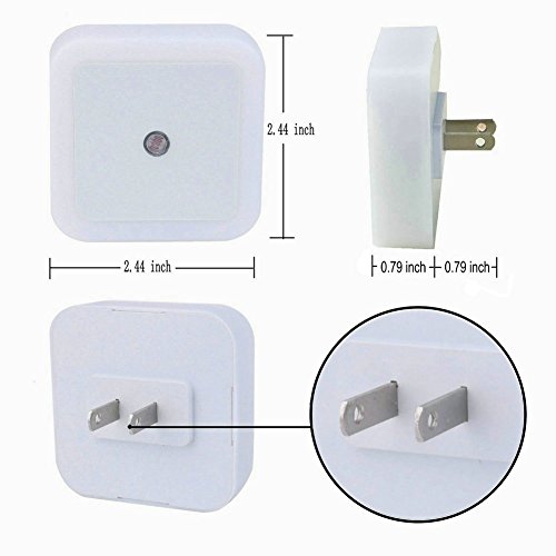 Plug-In Night Light, Daylight White LED Nightlight, Dusk-To-Dawn Sensor, Bedroom, Bathroom, Kitchen, Hallway, Stairs, Energy Efficient, 6-pack