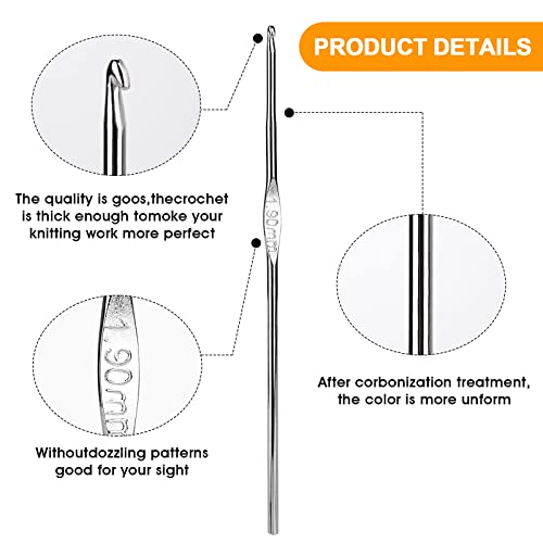 KongJies Crochet Hooks Set, 22pcs Pack Multicolor Aluminum Knitting Needles Yarn Craft Set Soft Grip Assorted Ergonomic Handle Crochet Hooks 22 Sizes