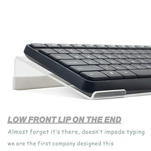 Richboom Clear Acrylic Tilted Computer Keyboard Holder for Easy Ergonomic Typing, Upgraded Version, Keyboard Stand with Silicone Anti-Slip Case for Office Desk, Home, School, Clear