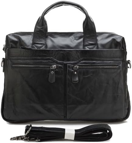 SAIERLONG Men's Messenger Bags Shoulder Handbags Black Cow Leather