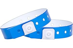 Ouchan Neon Blue Vinyl Wristbands - 100 Pack Plastic Wristbands for Party Events