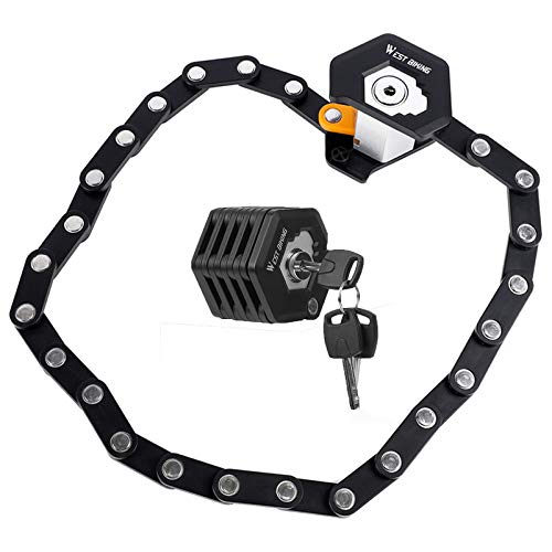Bike Chain Locks with 3 Keys, Heavy Duty Anti Theft Foldable Bicycle