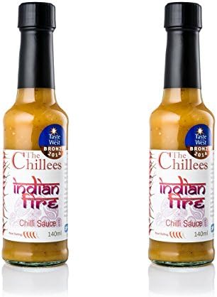 The Chillees Indian Fire Hot Chilli Sauce 2 x 140ml Heat Rating 4