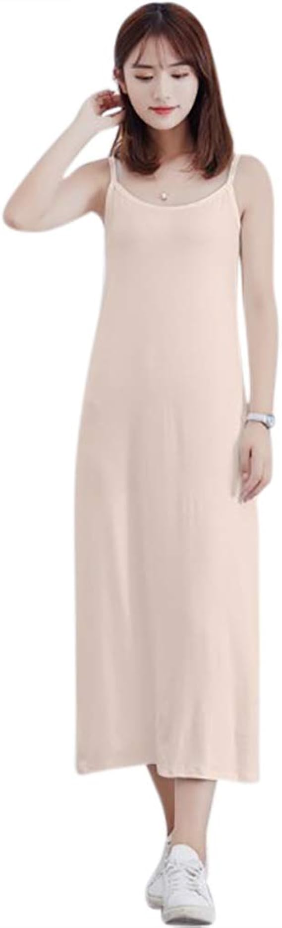 Amazon Co Jp Maraeliza レディース ペチコート ロング ルームウェア スリップ キャミソール インナー 透け防止 インナーワンピース 膝丈 柔らかい シンプル 服 ファッション小物