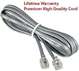 Premium High Quality Telephone Line Cord Heavy Duty Lifetime Warranty Silver Satin 4 Conductor 7-ft by TeleDirect