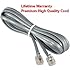 Premium High Quality Telephone Line Cord Heavy Duty Silver Satin 4 Conductor 14-ft by TeleDirect