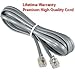 1st Choice Telephone Line Cord Heavy Duty Silver Satin 4 Conductor 14-ft