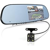 Vantrue N3 Dash Cam Backup Camera and 5’’ IPS Touch Screen Rearview Mirror Monitor 1080P Front and Rear Dual Dash Camera With Parking Assistance, IP67 Waterproof LLL Night Vision Reverse Camera