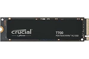 Crucial T700 2TB Gen5 NVMe M.2 SSD - Up to 12,400 MB/s - DirectStorage Enabled - CT2000T700SSD3 - Gaming, Photography, Video Editing & Design - Internal Solid State Drive