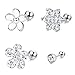 Hanpabum 4Pcs 16G Cartilage Helix Earring Labret Monroe Stud Internally Threaded Flower Barbell Piercing Jewelry
