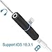 ElementDigital Dual Lightning Splitter Adapter Lightning to 3.5mm Headphone Jack Splitter, 8 Pin Lightning to 3.5mm Headphone Jack Adapter Converter Cable for iPhone 7 / 7 Plus (Black)