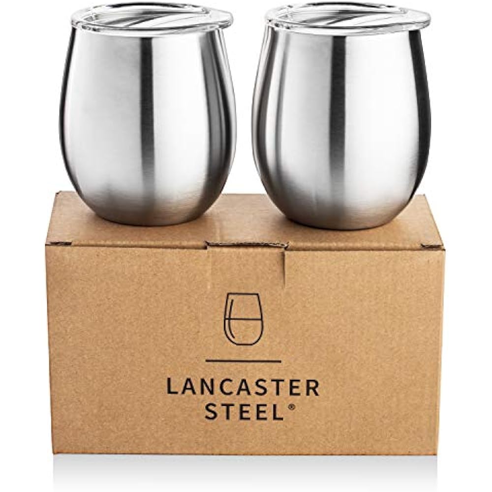 Stainless Vacuum Insulated Wine Tumbler With Lid 8oz Glass (2