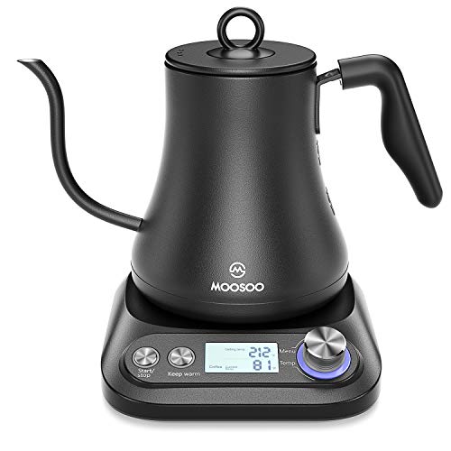 MOOSOO Electric Gooseneck Kettle with Variable Temperature Control & Presets, Pour Over Coffee