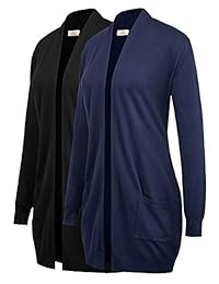 GRACE KARIN 2 Pack Essential Solid Open Front Long Knited Cardigan Sweater for Women S-3XL