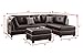 Poundex F6973 Bobkona Viola Faux Leather Left or Right Hand Chaise Sectional Set with Ottoman in Espresso | Comes in 3 packages
