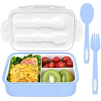 Bento Box, Lunch Box for Kids, INSMART 3 Compartment Food Storage Container Boxes, BPA Free On-the-Go Meal Prep Containers, Microwave/Dishwasher/Freezer Safe