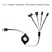 USB Cable multi (Black), USB Charging Cable 4 in 1 (3ft/1M ) Retractable for most Android(Samsung, Google nexus) and iPhone