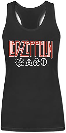 Luosha Women's Led Zeppelin Red Graphic Tank Top M Black