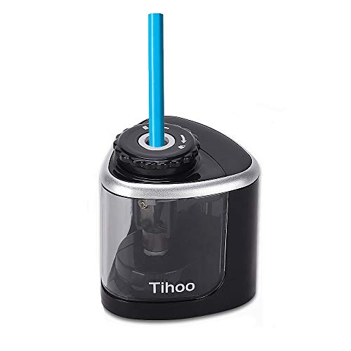 Electric Pencil Sharpener Battery Operated Automatic Pencil Sharpener with 1PC Replacement Blades, Manual and Electric Free to Switch, Anti-Slip, Black
