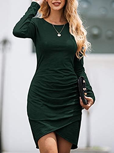 BTFBM Women Fashion Ruched Elegant Bodycon Long Sleeve Wrap Front Solid Color Casual Basic Fitted Short Dress 3 BTFBM Women Fashion Ruched Elegant Bodycon Long Sleeve Wrap Front Solid Color Casual Basic Fitted Short Dress