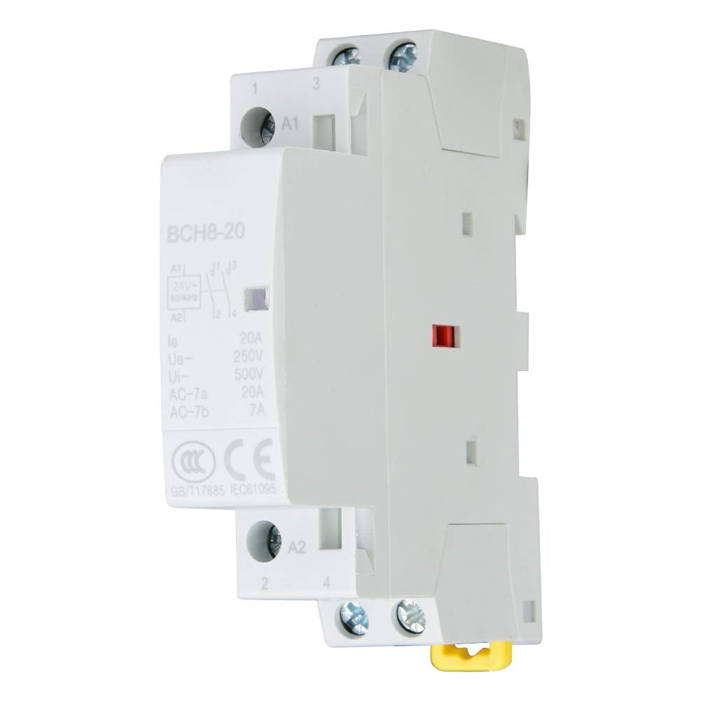 Din Rail AC Contactor, High Frequency 50/60Hz, 20A 24V 2 Pole 2NO, Universal Circuit Control for Industrial Automation, Home Automation, HVAC Systems, Motor Control