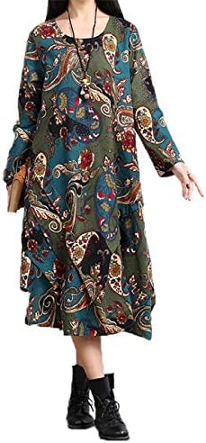 ピオニーポップ 長袖 エスニック ペイズリー柄 アジアンテイスト 民族柄 柄 ロング ワンピース レディース