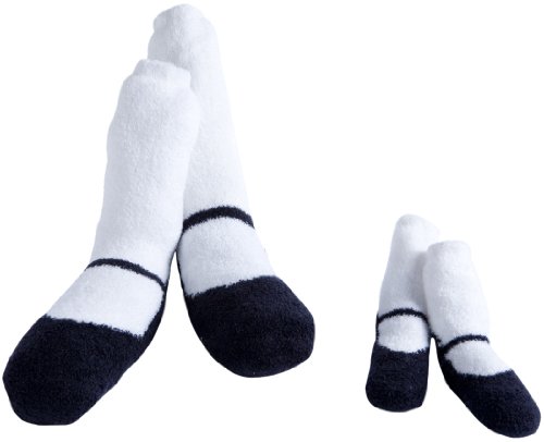 JazzyToes Mommy & Me Mary Janes Socks set, Black/White, 0-12 Months