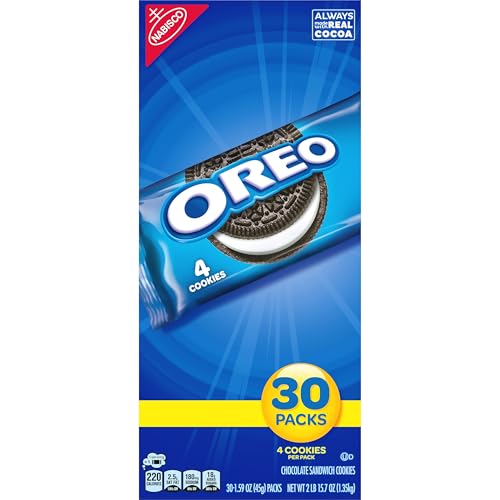 OREO CHOCOLATE SANDWICH COOKIES, 30 SNACK PACKS (4 COOKIES PER PACK)