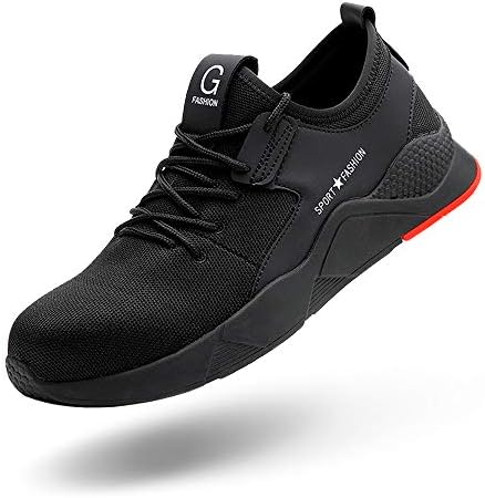 Steel Toe Shoes, Safety Work Shoes for Men Non-Slip Resistant Industrial Construction Steel Toe Shoe Breathable Lightweight Sneakers