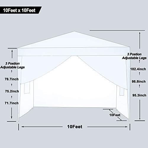 charaHOME 10 x 10 Canopy Tent Pop Up Portable Shade Instant Heavy Duty Outdoor Gazebo Blue with 4 Removable Sidewalls for Outdoor Party Wedding Commercial Activity Pavilion BBQ Beach Car Shelter - Thumbnail 3