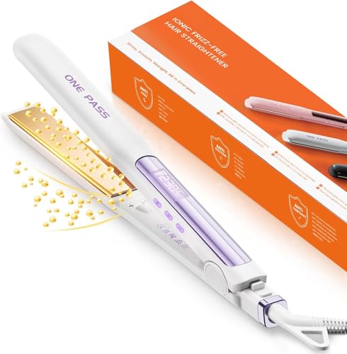 Faszin 2 in 1 Glätteisen Locken und Glätten, Titanplatten Ionen Haarglätter für einen glatten Stil, 20s Schnellaufheizung, 3D-Schwebepanel verhindert