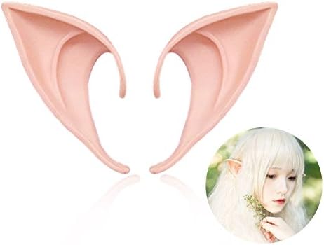 Elf Ear Costume Halloween Party Props, Soft Pointed Ears of Fairy Pixie for Anime Cosplay ,Size：M