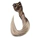 Full Shine 16 inch Clip in Ombre Human Hair Extensions Full Head Clip in Hair Extensions Blonde Balayage Color #8 Fading to #60 and #18 Ash Blonde 10 Pcs 100gram Full Head Set