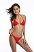 SHEKINI Women's Triangle Bikini Set Halter Sexy Bathing Suits String Low Waisted Two Piece Swimsuit(Rose red, Large)