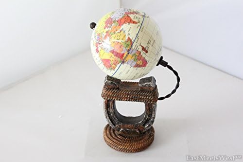 Western Rustic World Globe on Horseshoe Hand Painted Decoration