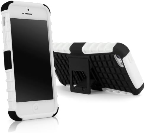 GadgetGush Tuff-Site Apple iPhone 5s/5 Case - Extra Rugged iPhone 5s/5 TPU Case with a Collapsible Stand, Double-Layered Gives Extra Protection, Featuring Extra-Grip Grooves (Valiant White)