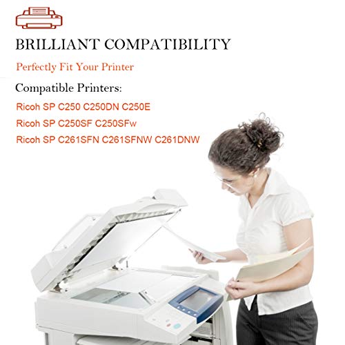 ASEKER Compatible Toner Cartridge for RICOH SP C250 C250DN C250E C250SF C250SFw C261SFN C261SFNW C261DNW High Yield Printers 2300 Pages 407539 407540 407541 407541 407544 2 2 (BK/C/M/Y