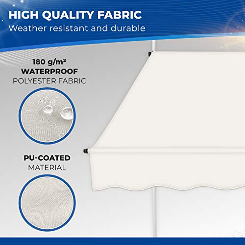 tillvex Klemmmarkise 250cm Beige mit Handkurbel Balkon | Balkonmarkise ohne Bohren | Markise UV-beständig… – Bild 5