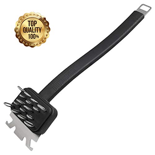 Grill BBQ Cleaning Brush with Scraper.Only 16 pieces of wire-steel Bristle Free&Brushless.No rub off. Strong cleanliness 100% rust-proof stainless steel antislip Long Handle Nylon durable with beer bo - Thumbnail 7