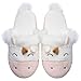 Women House Slippers Cute Pink Unicorn Fuzzy Memory Foam Cotton Shoes Gifts for Girls Men Anti-Slip Rubber Sole Fur Plush Shoes Gift for Kids Winter Warm Bedroom Home Indoor Outdoor