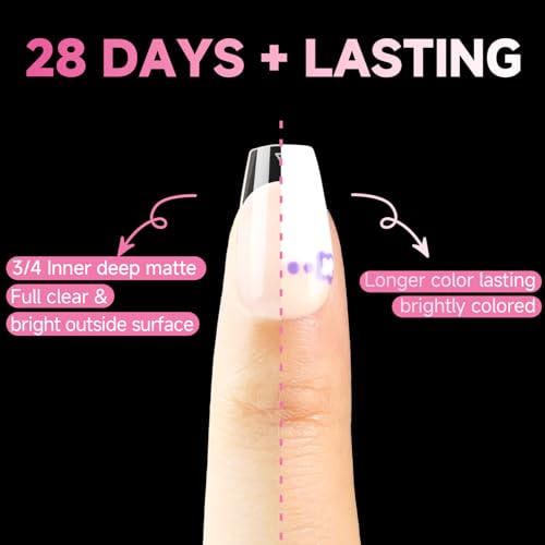 UNA GELLA Ballerina Short False Nails, 312 Pieces 12 Sizes, Tips Nails Coffin Short Semi Matte Full Cover, Tips Press On Nails for DIY Acrylic Extension