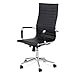 BELLEZE Minimalist Ribbed Executive Office Chair with Arms, High Back Soft Faux Leather Conference Task, Adjustable Height & Swivel Wheels - Aria (Black)