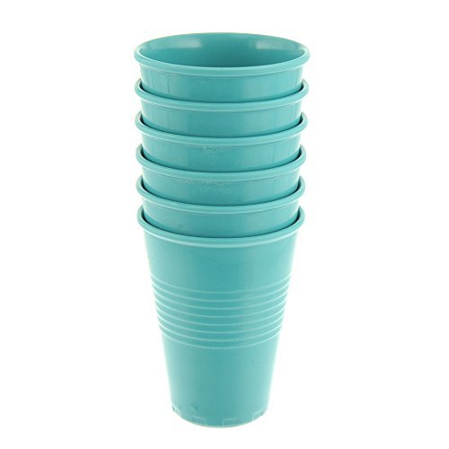 Handi-Ware 6-Pack Melamine 18oz Tumbler Cups, Break & Chip Resistant, Indoor/Outdoor - Great for Parties! - Wave Rim Design, by Unity (Turquoise)
