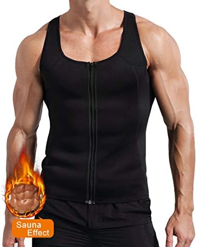 Novasoo Men's Waist Trainer Neoprene Sauna Vest Weight Loss Sweat Zipper Tank Top