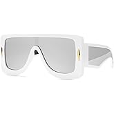 GFUIARA Trendy Anagram Mask Sunglasses for Women Men Oversized Flat Top Fashion Shield Sun Glasses UV Protection Sunnies